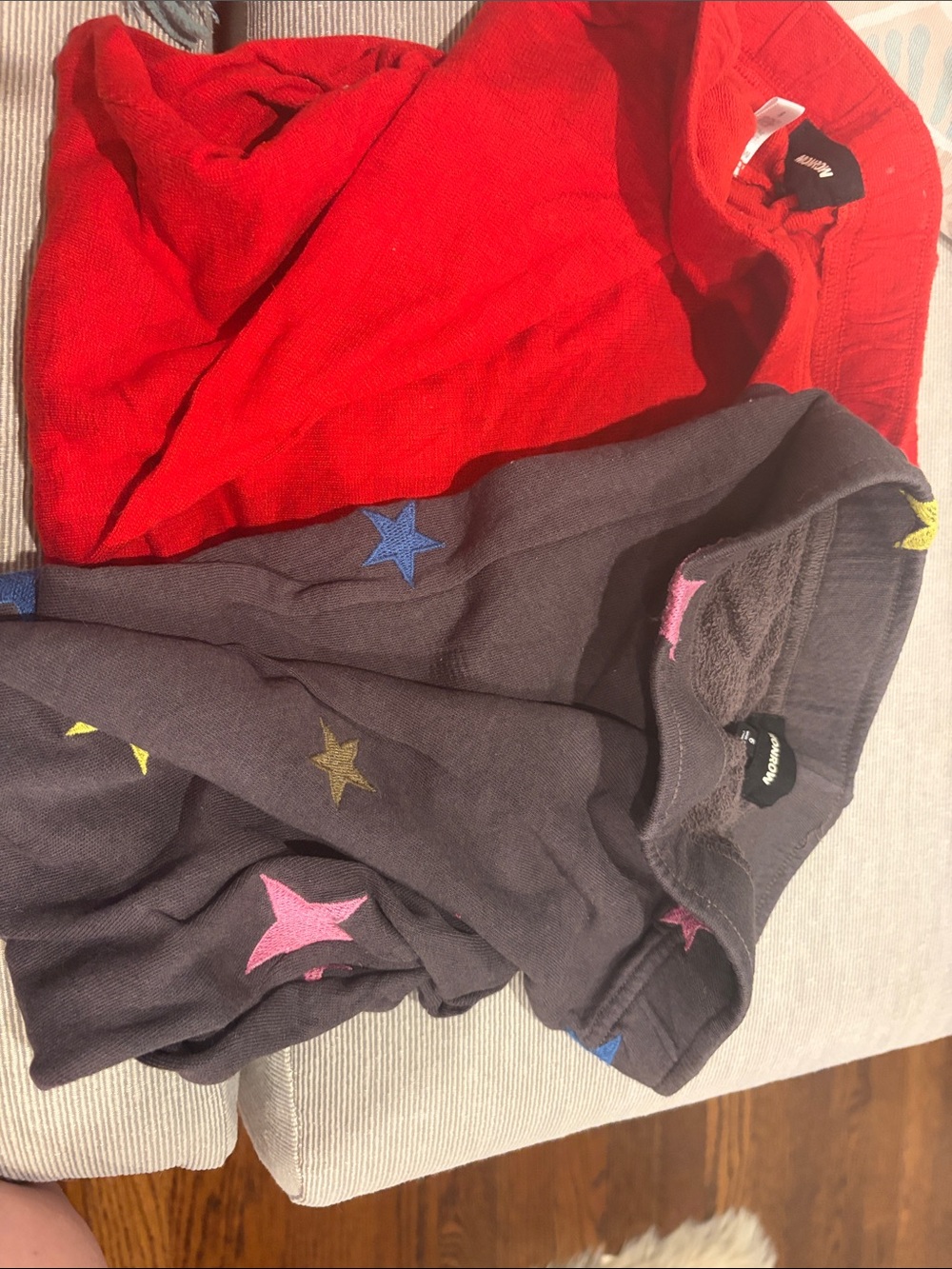 Monrow Kids Red and Charcoal Star-Print Bottoms (2-Pack)
